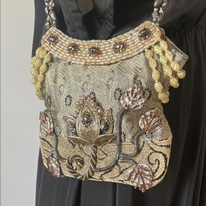Mary Frances Beaded Tapestry Shoulder Bag | Embellished Evening Purse | Art Bag